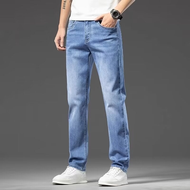 Trendy Brand Jeans Men'S Straight Slim-Fit Elastic Casual Fashion Men'S High-Level All-Match Casual Long Pants - Image 3